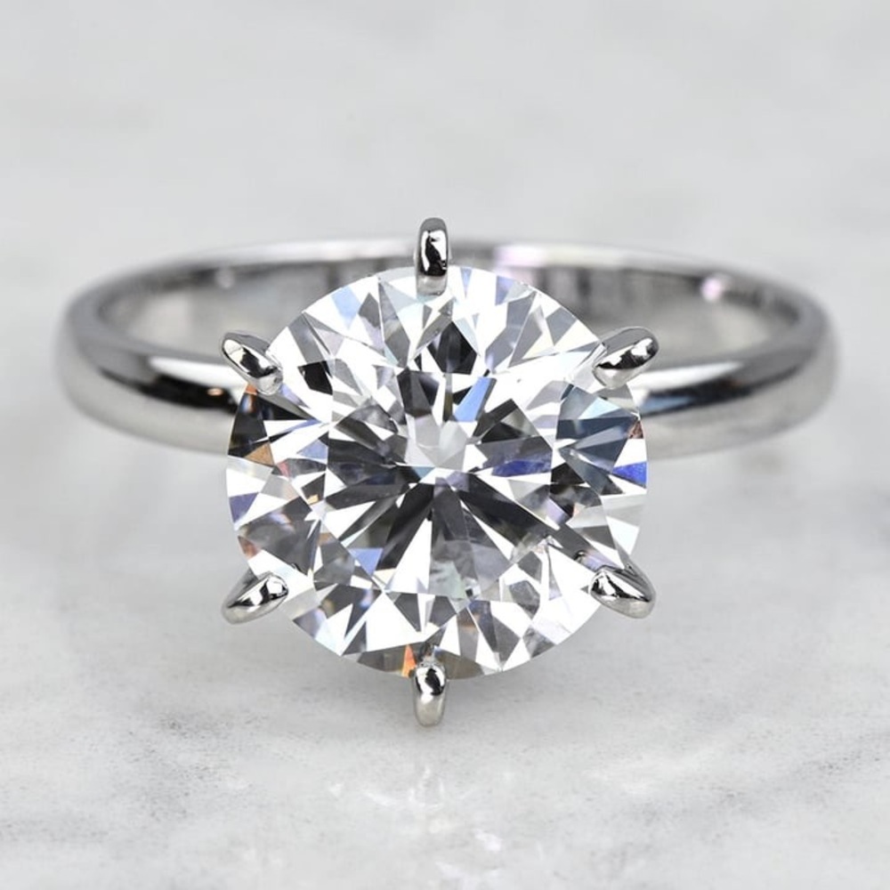 🔥4CT Round Certified MoissaniteSolitaire Six Prong Engagement Ring 14K Size 6.5